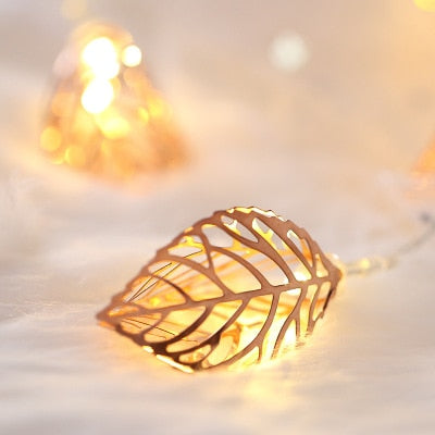 Rose Gold Metal Leaf Lights